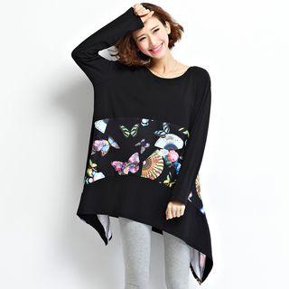 Butterfly Print Long-sleeve T-shirt