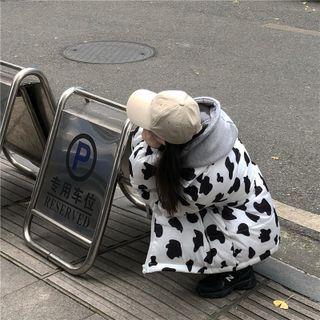 Cow Print Padded Jacket Black & White - One Size