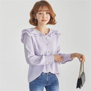 Ruffled-collar Chiffon Blouse
