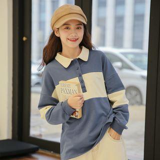 Two-tone Polo Neck Pullover