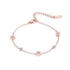 Simple And Fashion Plated Rose Gold Roman Numerals Geometric Round Cubic Zirconia 316l Stainless Steel Anklet Rose Gold - One Size