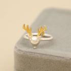 Deer Sterling Silver Open Ring Silver & Gold - One Size