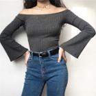 Off-shoulder Puff Sleeve Knit Top