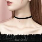 Alloy Cat Pendant Velvet Choker Black - One Size