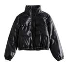 Turtleneck Leather Cropped Coat