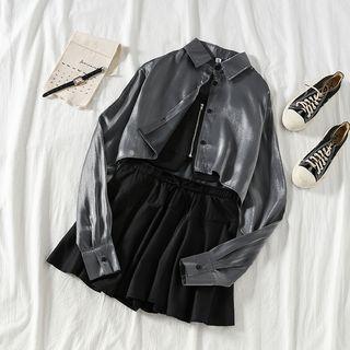 Iridescent Cropped Shirt / Skort / Faux Leather Hot Pants / Cropped Camisole Top