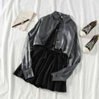 Iridescent Cropped Shirt / Skort / Faux Leather Hot Pants / Cropped Camisole Top