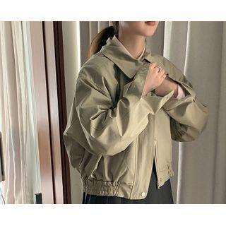 Hidden-zip Bomber Jacket