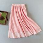 Mock Two-piece Frog Buttoned A-line Midi Skirt