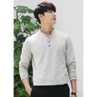 Band-collar Long-sleeve Top