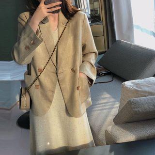 Double Breasted Blazer / Sleeveless Dress