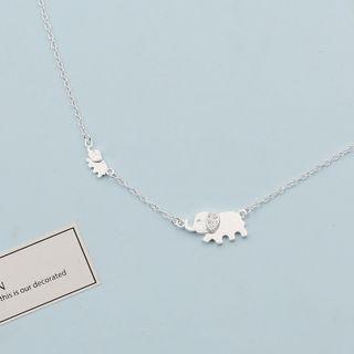 Elephant Rhinestone Pendant Sterling Silver Necklace Silver - One Size
