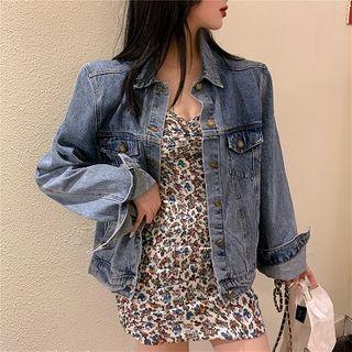 Loose-fit Denim Jacket / Floral Sleeveless Dress