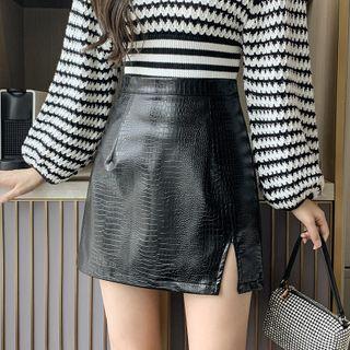 Faux Leather A-line Skirt (various Design)
