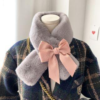 Ribbon Faux Fur Scarf