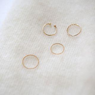Various Stacking Ring Set (4 Pcs) Gold - One Size