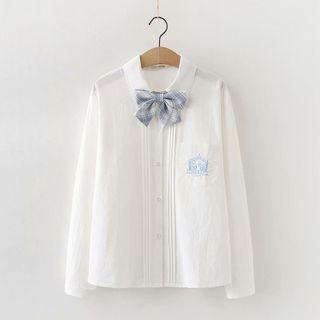 Set: Embroidered Plain Shirt + Bowtie