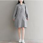 Hooded Corduroy Long-sleeve A-line Dress