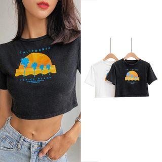 Short-sleeve Sunset Print T-shirt