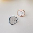 Cartoon Sterling Silver Ear Stud 1 Pair - White - One Size