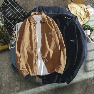 Long-sleeve Embroidered Letter Shirt