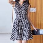 Patterned Sleeveless Mini A-line Dress