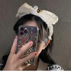 Bow Accent Fabric Headband Beige - One Size