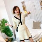 Ringer Waffle-knit Cardigan & Miniskirt Set