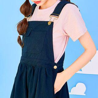 Pocket-front Flared Jumper Dress