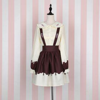 High-waist Skirt With Detachable Suspender