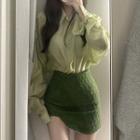 Shirt / Shirred Pencil Skirt