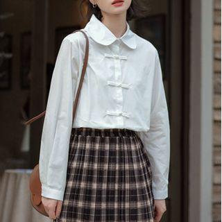 Frog-button Shirt White - One Size