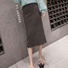 Lace Hem Plain Knit Skirt