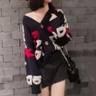 Letter Cardigan Navy Blue - One Size