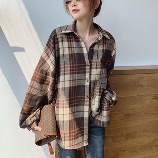 Plaid Shirt Light Brown - One Size