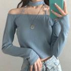 Long-sleeve Cutout T-shirt As Shown In Figure - One Size