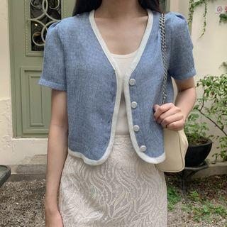 Piped Tweed Crop Jacket