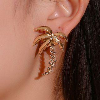 Alloy Rhinestone Palm Tree Earring 1 Pair - 01- 7677 - Kc Gold - One Size