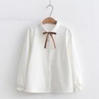 Ribbon Accent Shirt White - One Size