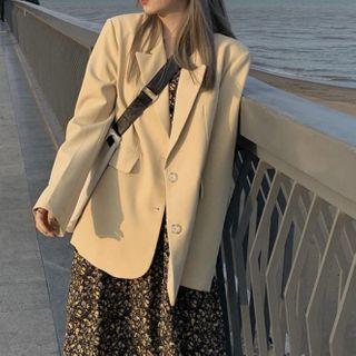 Plain Loose-fit Blazer / Floral Dress