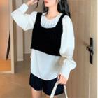 Long-sleeve Blouse / Rib Knit Tank Top