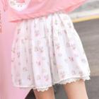 Cartoon Print Lace Panel Mini A-line Skirt
