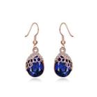 Fashion Elegant Plated Rose Gold Geometric Earrings With Blue Austrian Element Crystal Rose Gold - One Size