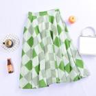 Plaid A-line Skirt Green - One Size