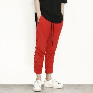 Contrast-trim Shirred Sweatpants