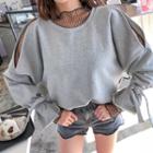 Slit-shoulder Tie-cuff Pullover
