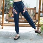 Elastic Waist Embroidered Pants