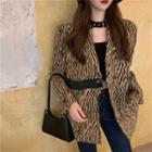 Printed Leopard Blazer / Plain Top / Bootcut Jeans