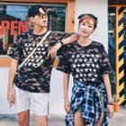 Couple Matching Short-sleeve Star Printed T-shirt