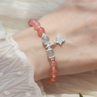 925 Sterling Silver Star Moonstone Bead Bracelet